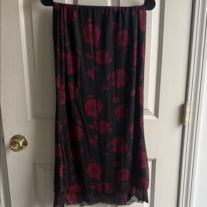Black and Red Floral Skirt